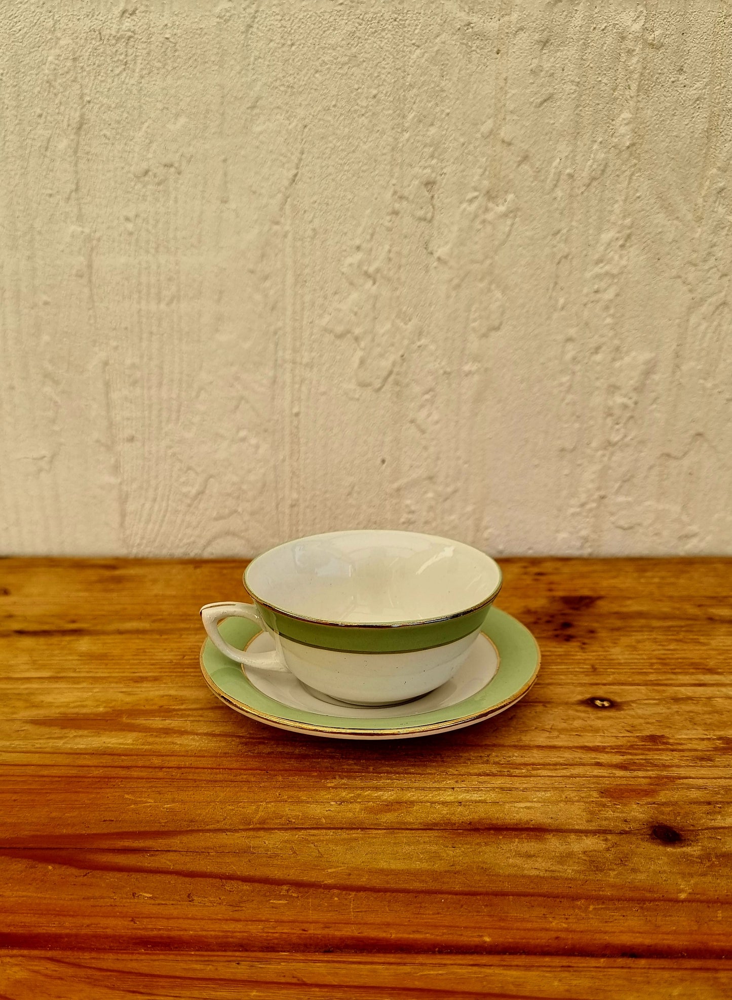 3 tasses pastel 9x5 cm avec coupelle 12,5cm vintage français