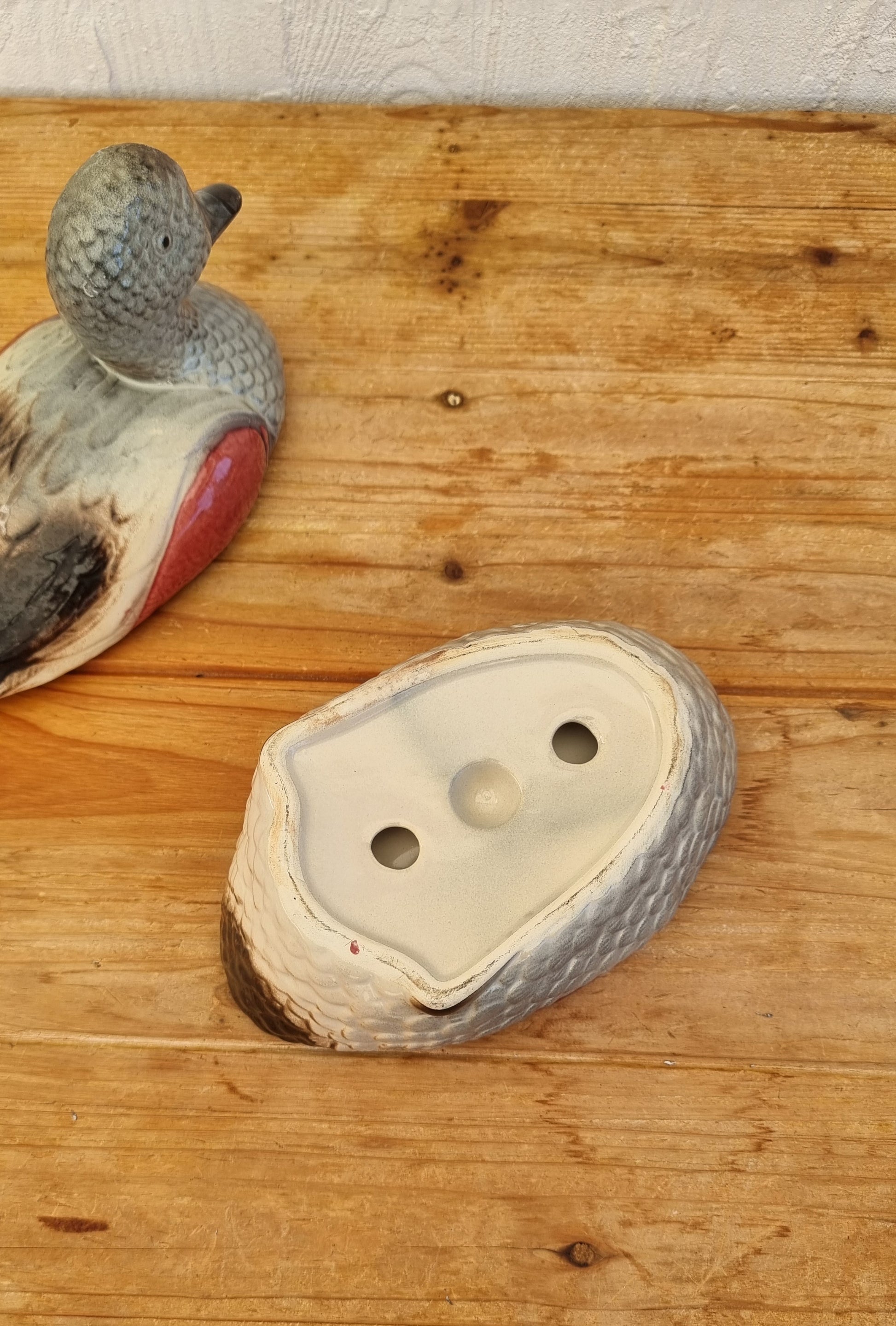 Terrine ancienne en faïence en forme de canard décoration vintage