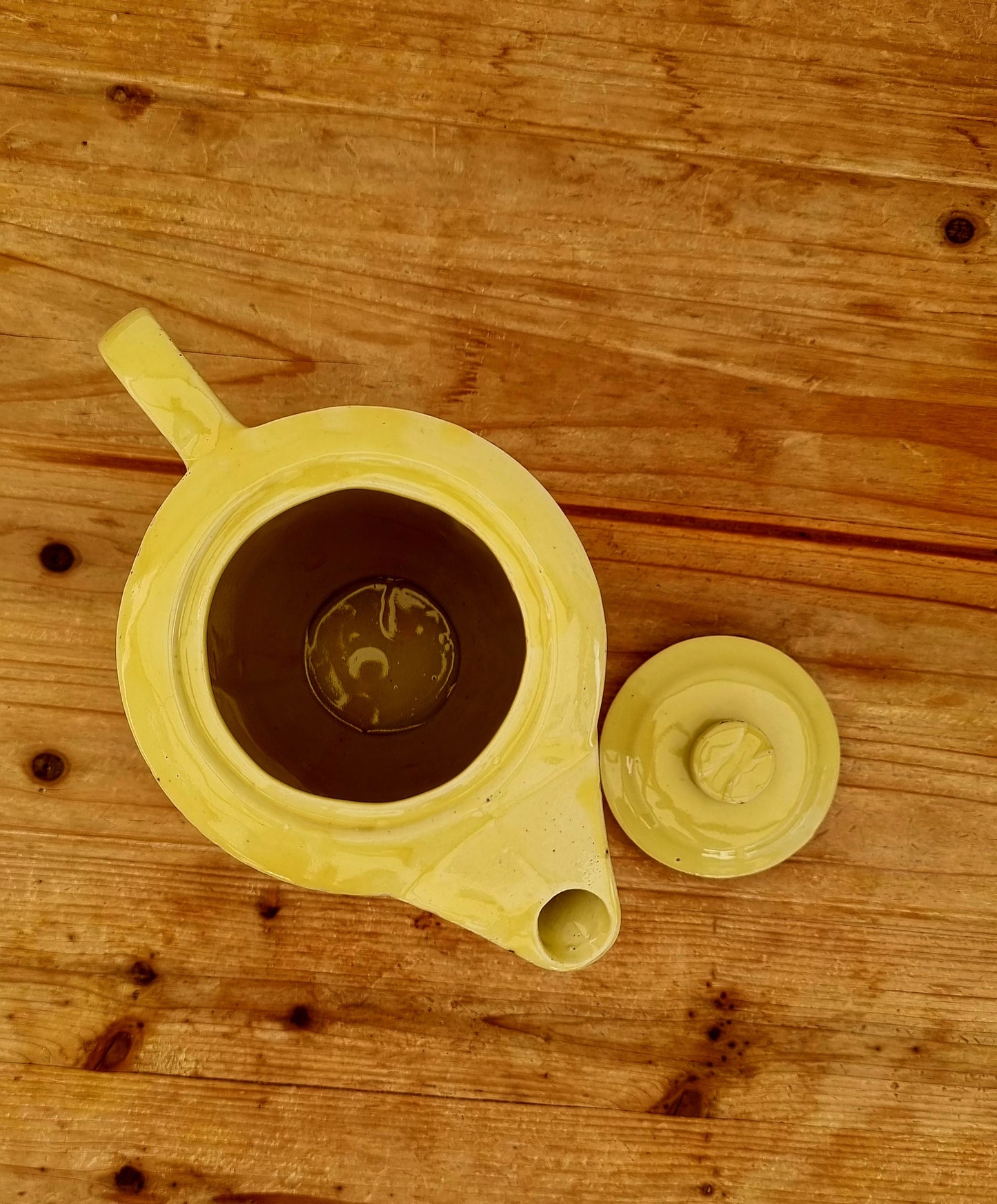 Théière en céramique jaune vintage années 60 contenance 75 cl