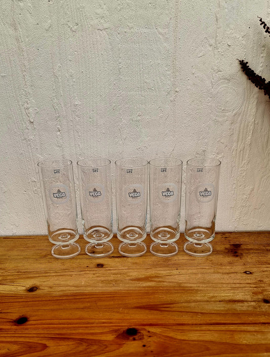 Lot de 5 verres à bière Vega 2000 vintage les kitscheries brocante en ligne