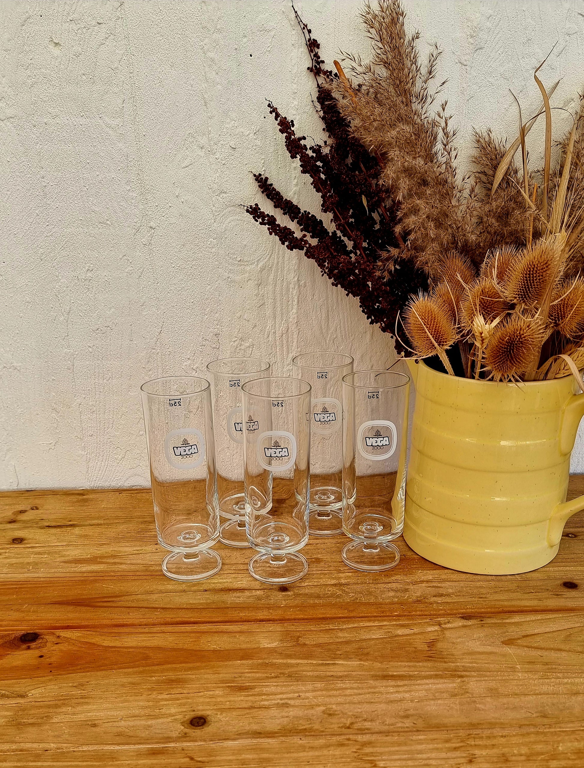 Lot de 5 verres à bière Vega 2000 vintage les kitscheries brocante en ligne