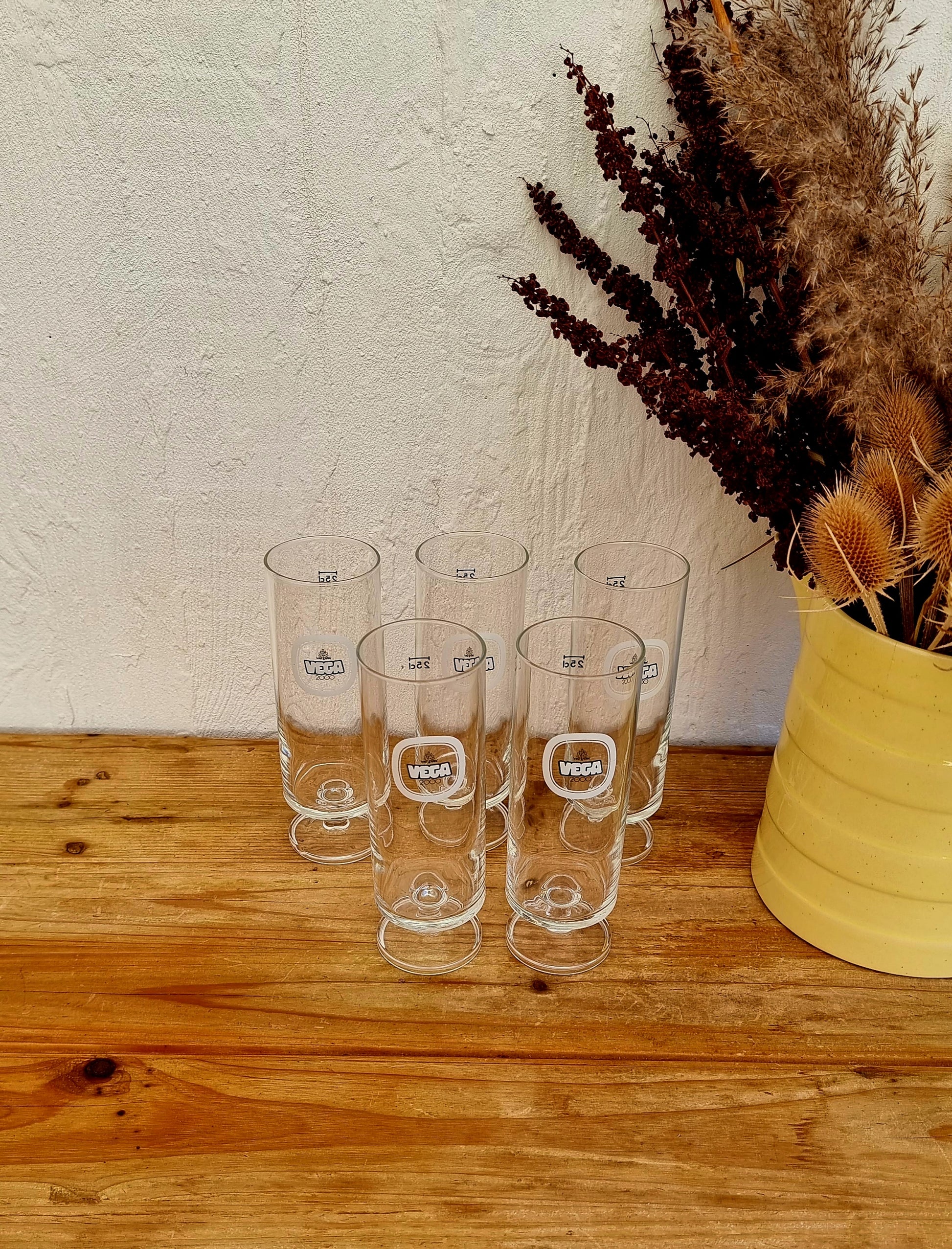 Lot de 5 verres à bière Vega 2000 vintage les kitscheries brocante en ligne