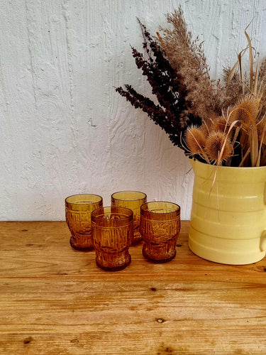 Lot de 4 verres à eau ambré vintage les kitscheries brocante en ligne