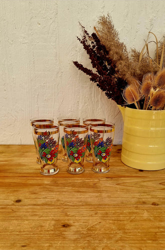 Lot de 6 verres aux fleurs seventies les kitscheries brocante en ligne