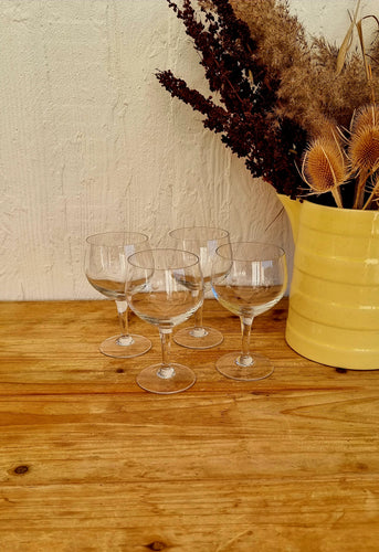 Lot de 4 verres à pied gravés vintage les kitscheries brocante en ligne