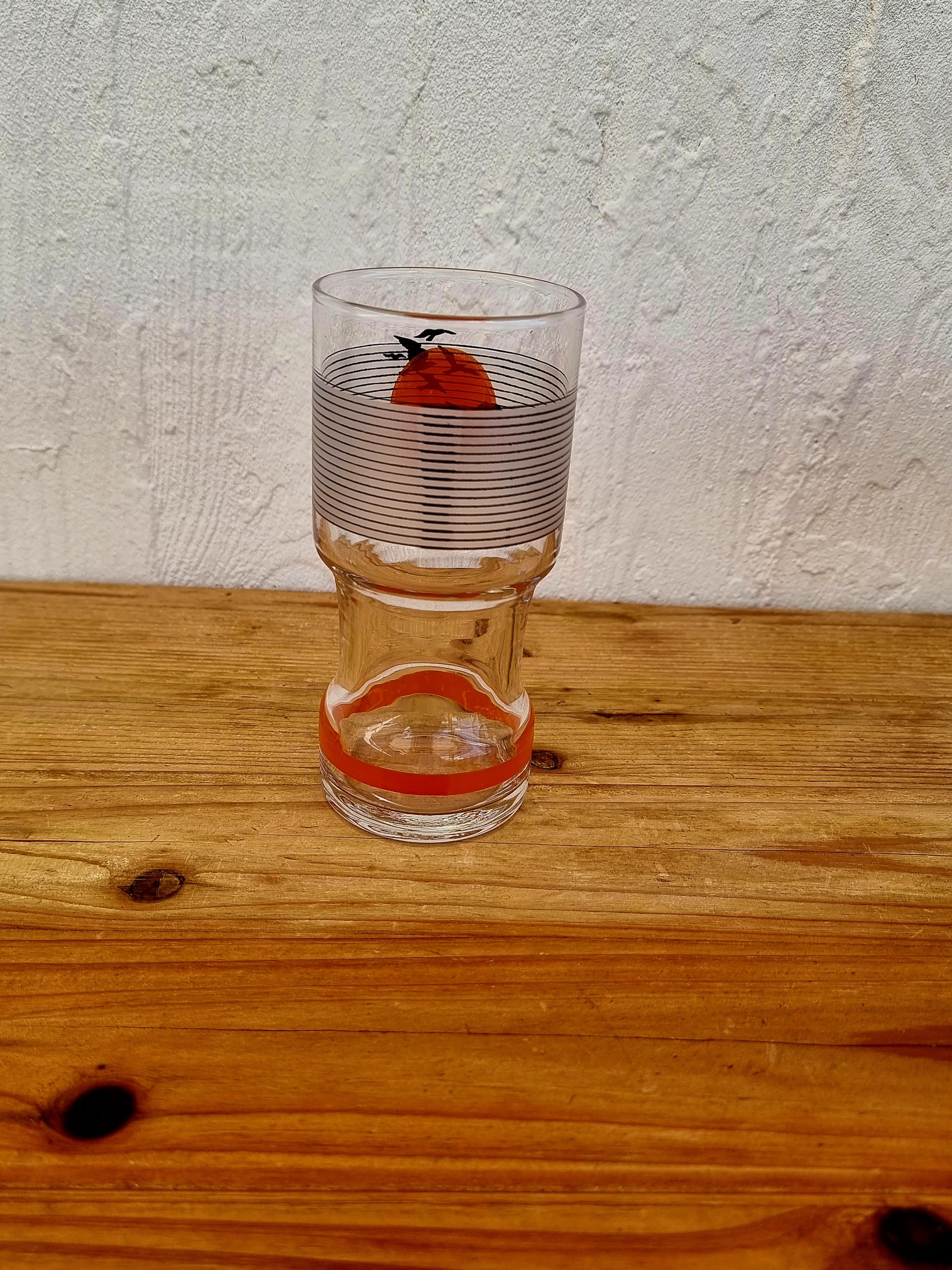 verres orangeade vintage décor oiseaux branches ensemble 6