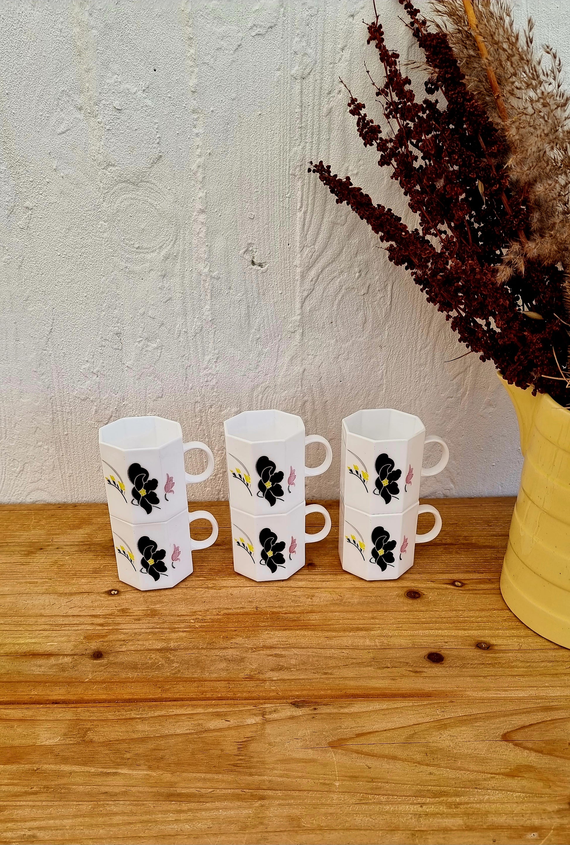 Lot de 6 tasses Arcopal Anaïs France Octime blanche les kitscheries