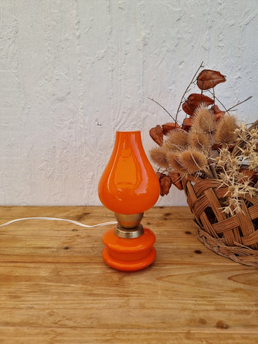 Lampe en verre orange vintage les kitscheries