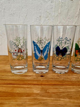 Charger l&#39;image dans la galerie, Lot de 6 verres à orangeade motif papillon vintage les kitscheries
