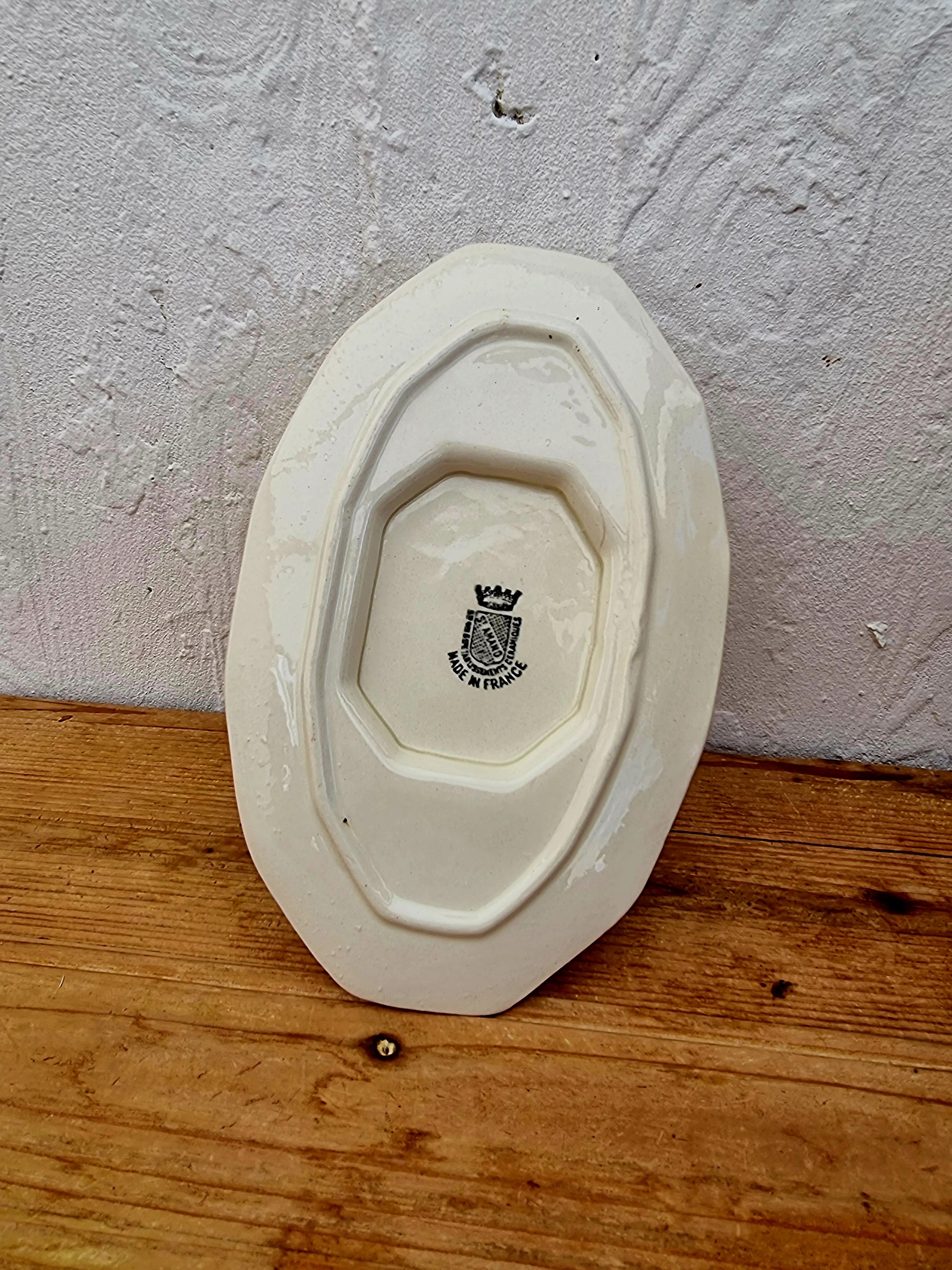 Saucière beige et dorée Saint Amand vintage