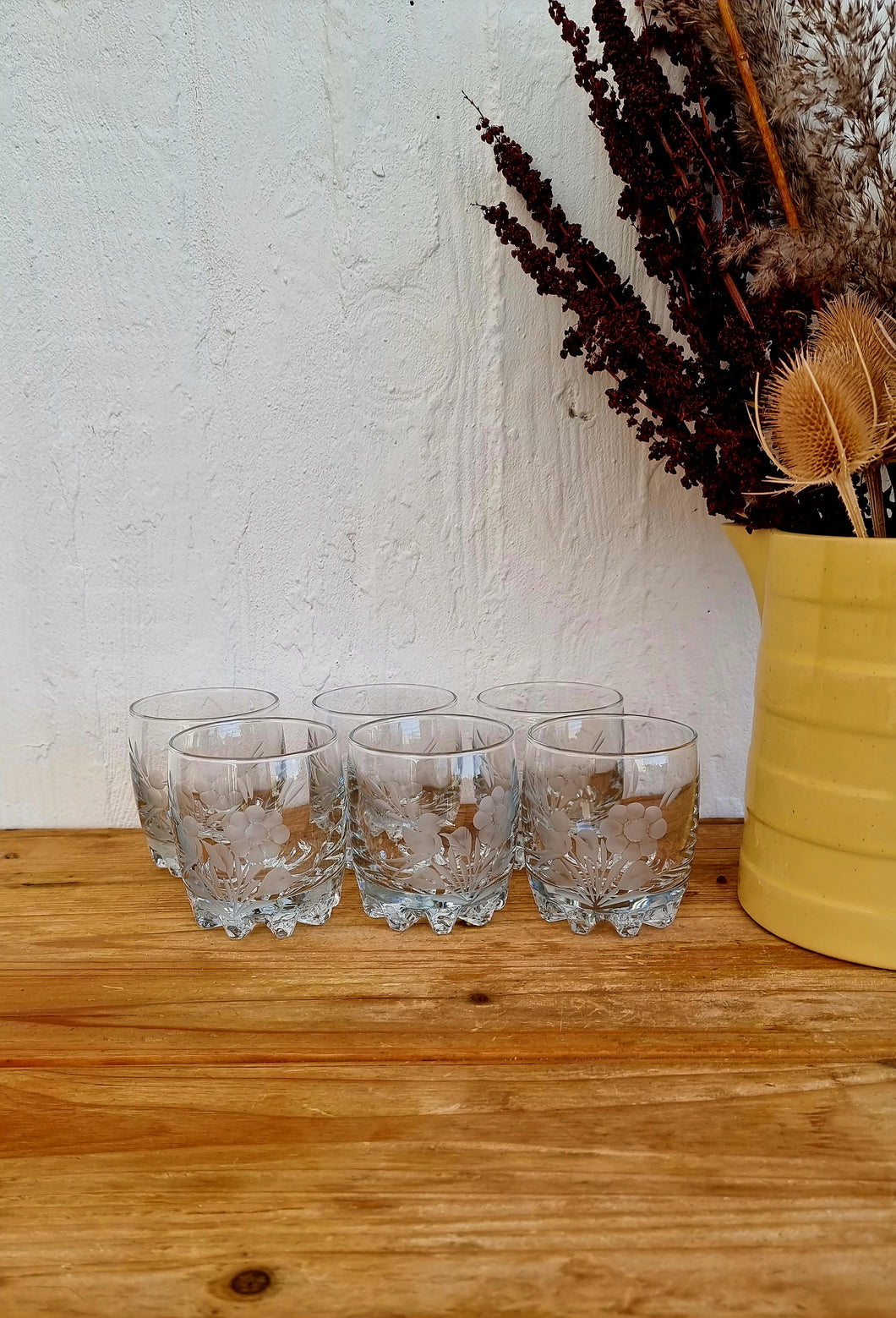 Lot de 6 verres gravé vintage les kitscheries